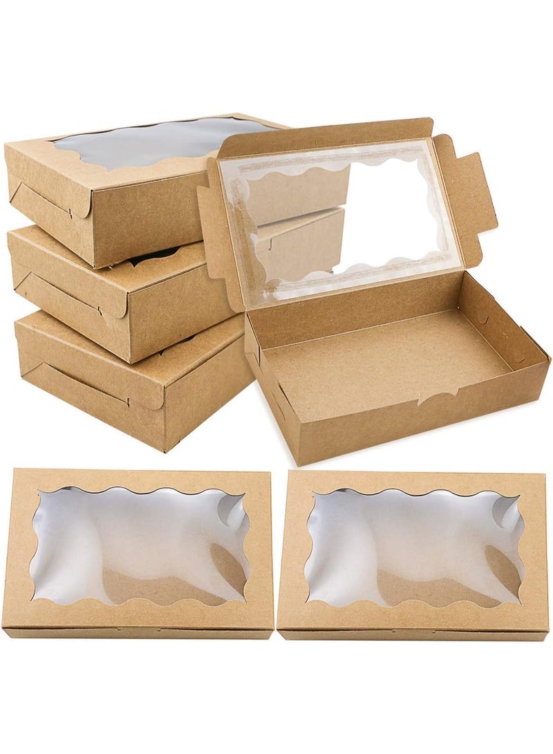 CLENEA 30 Pack Small Kraft Cookie Box with Clear Window, Cake Boxes, Small Gift Box Container for Dessert, Pastry, Candy, Packaging, Wedding, Christmas, Birthday, Baby Shower - Image 1